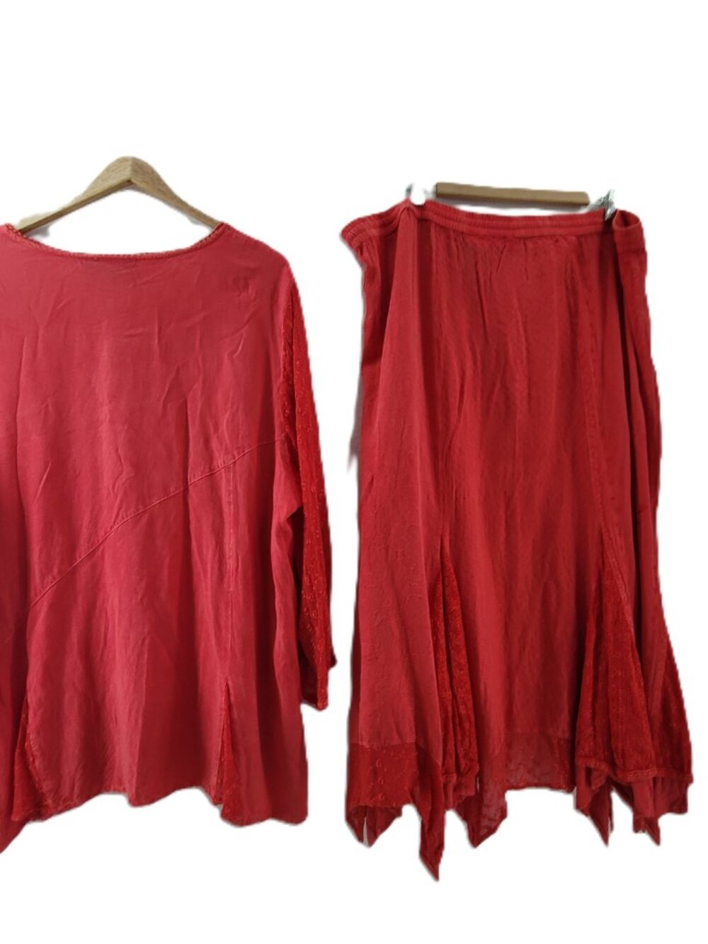 Catherines Outfit 3X Red Beaded Embroidered Maxi Skirt & Blouse Top Shirt Set - Picture 2 of 16